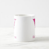 Aangepaste naam Roze Bloemenalfabet Letter "V" Mok (Center)