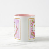 Aangepaste naam roze bloemenaquarel mok (Midden)