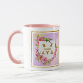 Aangepaste naam roze bloemenaquarel mok (Links)