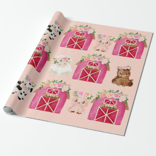 Aangepaste naam Roze Boerderij/Floral Barn Gift Wr Cadeaupapier
