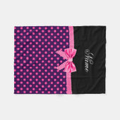Aangepaste naam roze boog paarse roze stippen fleece deken (Voorkant (Horizontaal))