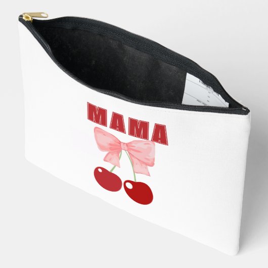 Aangepaste naam, Roze Bow en Rode Kersen Coquette Etui (Open)