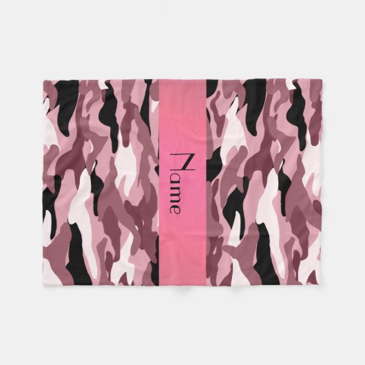 Aangepaste naam  roze camouflage fleece deken (Voorkant (Horizontaal))