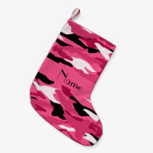 Aangepaste naam roze camouflage roze streep kleine kerstsok (Voorkant (Hangend))