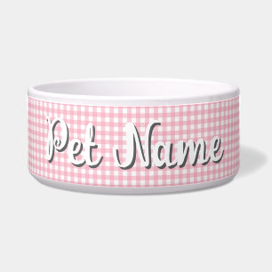Aangepaste Naam Roze Checkerboard Pet Bowl Voerbakje