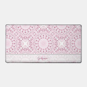 Aangepaste Naam  Roze Confetti Lace Mandala Tegel Bureaumat (Voorkant)