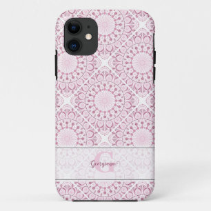 Aangepaste Naam Roze Confetti Lace Mandala Tegel Case-Mate iPhone Case