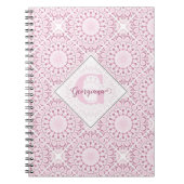 Aangepaste Naam  Roze Confetti Lace Mandala Tegel Notitieboek (Voorkant)