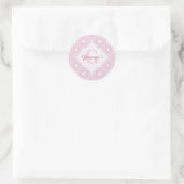 Aangepaste Naam  Roze Confetti Lace Mandala Tegel Ronde Sticker (Tas)