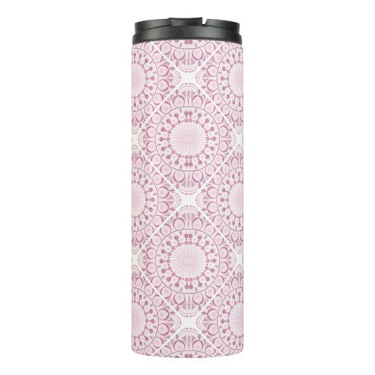 Aangepaste Naam  Roze Confetti Lace Mandala Tegel Thermosbeker (Achterkant)