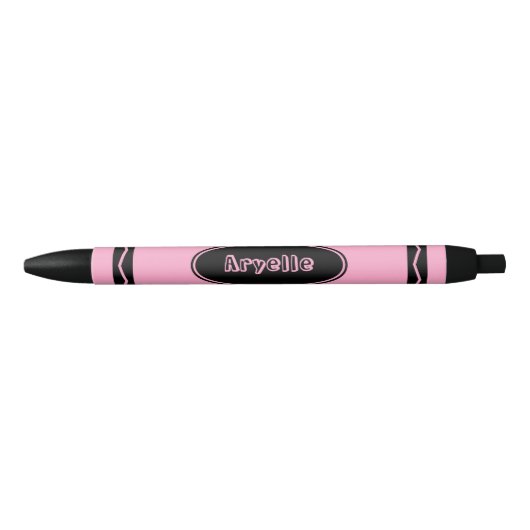 Aangepaste naam Roze Crayon Style Zwarte Inkt Pen (Voorkant)