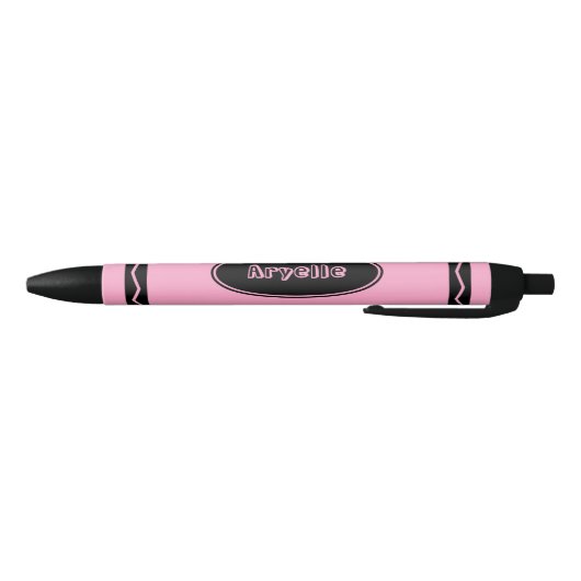 Aangepaste naam Roze Crayon Style Zwarte Inkt Pen (Bodem)