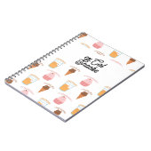 Aangepaste naam Roze Cupcake en Zwarte Kat Patroon Notitieboek (Linkerzijde)