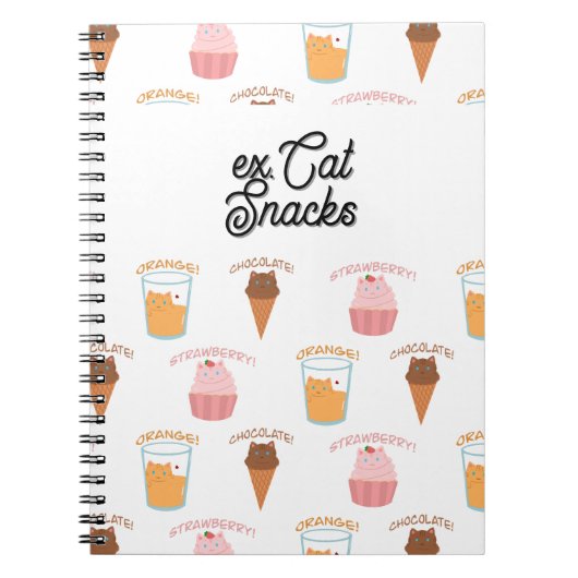 Aangepaste naam Roze Cupcake en Zwarte Kat Patroon Notitieboek (Voorkant)
