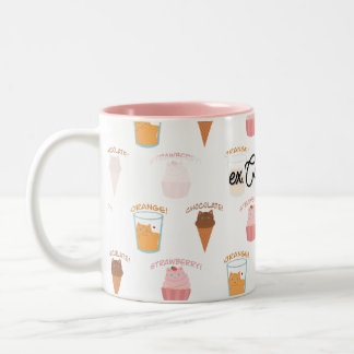 Aangepaste naam Roze Cupcake en Zwarte Kat Patroon Tweekleurige Koffiemok
