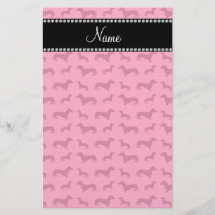 Aangepaste naam roze dachshunds briefpapier