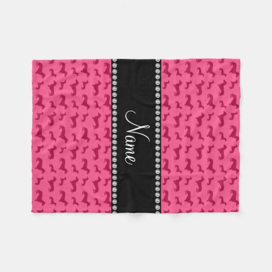 Aangepaste naam roze dachshunds fleece deken (Voorkant (Horizontaal))