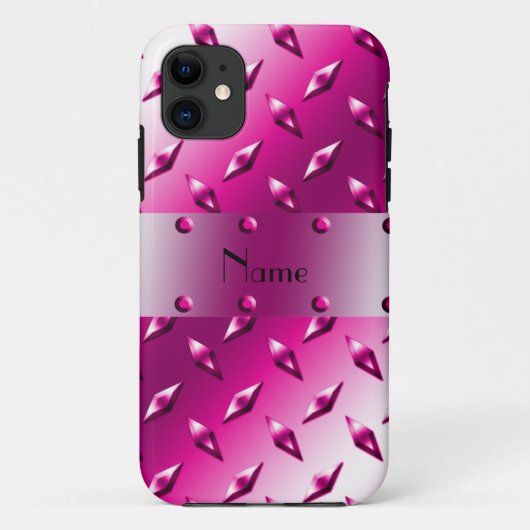 Aangepaste naam roze diamant bord staal Case-Mate iPhone case (Achterkant)