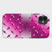 Aangepaste naam roze diamant bord staal Case-Mate iPhone case (Achterkant (horizontaal))