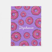 Aangepaste naam Roze Donuts Paars Fleece Deken (Voorkant)
