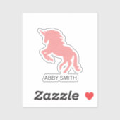 Aangepaste Naam Roze Eenhoorn Kind Waterfles Vinyl Sticker (Vel)