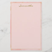 Aangepaste Naam Roze en Goud Briefpapier (Voorkant)