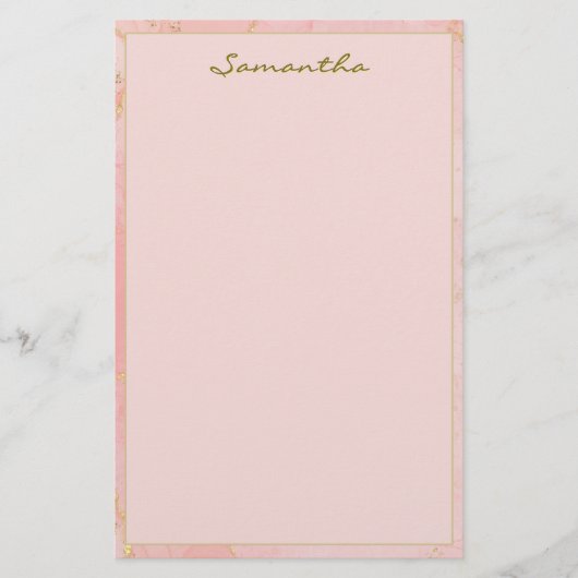 Aangepaste Naam Roze en Goud Briefpapier (Voorkant)