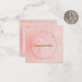 Aangepaste Naam Roze en Gouden Vierkant Notitiekaartje (Voorkant / Achterkant in situ)