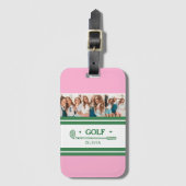 Aangepaste Naam Roze en Groene golf liefhebber fot Bagagelabel (Voorkant (verticaal))