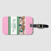 Aangepaste Naam Roze en Groene golf liefhebber fot Bagagelabel (Voorkant (horizontaal))