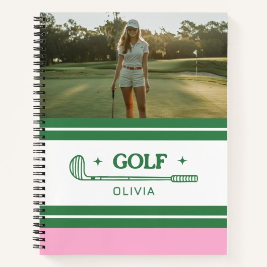 Aangepaste Naam Roze en Groene golf liefhebber fot Notitieboek (Voorkant)