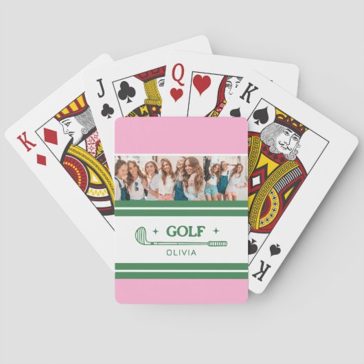 Aangepaste Naam Roze en Groene golf liefhebber fot Pokerkaarten (Achterkant)