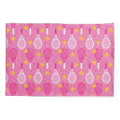 Aangepaste naam Roze en wit tennisracketpatroon Kussensloop (Achterkant)