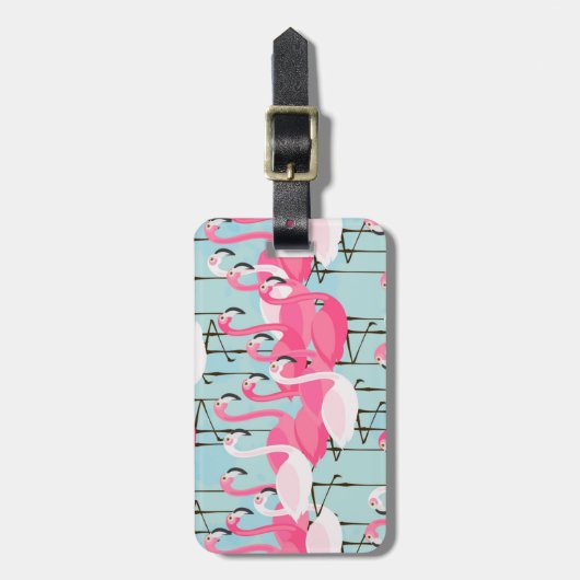 Aangepaste naam roze en witte kruid van flamingos bagagelabel (Voorkant verticaal)