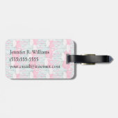 Aangepaste naam roze en witte kruid van flamingos bagagelabel (Achterkant horizontaal)
