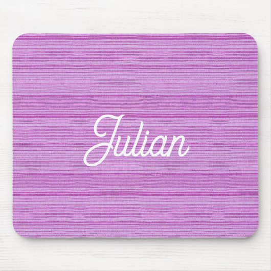Aangepaste naam roze en witte strepen muismat (Voorkant)