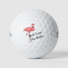 Aangepaste naam Roze Flamingo Golf Humor Golfballen