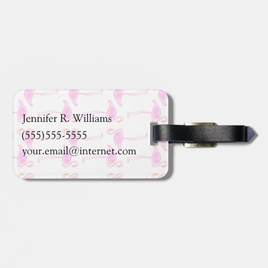 Aangepaste naam Roze Flamingo patroon Bagagelabel (Achterkant horizontaal)