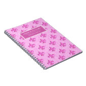 Aangepaste naam roze fleur de Lis Pattern Notitieboek (Rechterzijde)