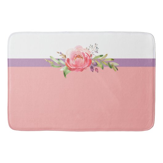 Aangepaste naam Roze Floral Badmat (Voorkant)