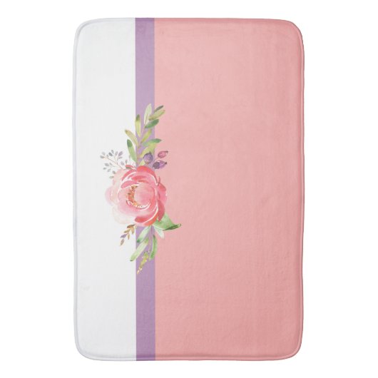 Aangepaste naam Roze Floral Badmat (Voorkant Verticaal)
