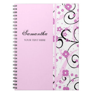 Aangepaste naam Roze Floral notebook Notitieboek