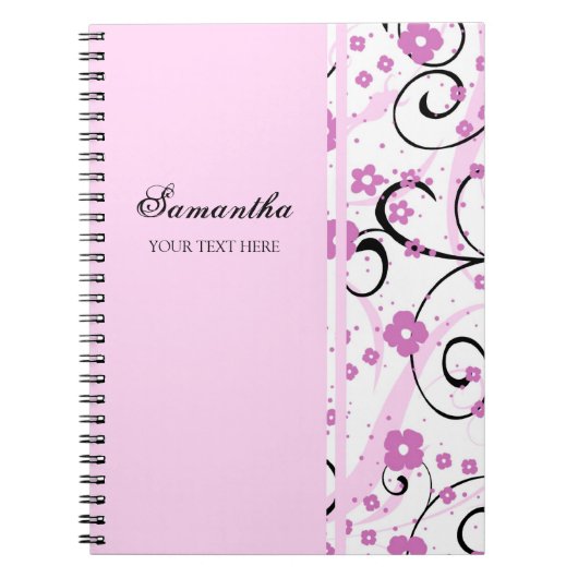 Aangepaste naam Roze Floral notebook Notitieboek (Voorkant)