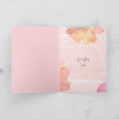 Aangepaste naam Roze Floral Valentijnsdag Kaart (Binnen)