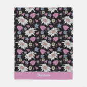 Aangepaste naam roze florale naadloos patroon fleece deken (Voorkant)