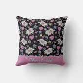 Aangepaste naam roze florale naadloos patroon kussen (Achterkant)
