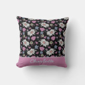 Aangepaste naam roze florale naadloos patroon kussen (Voorkant)