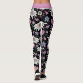 Aangepaste naam roze florale naadloos patroon leggings (Achterkant)