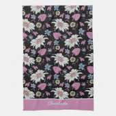 Aangepaste naam roze florale naadloos patroon theedoek (Verticaal)