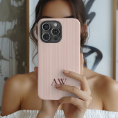 Aangepaste naam Roze gestreepte bruidsmeisje Moede Case-Mate iPhone Case